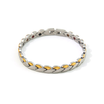 Energy - Negative Ion Chain Bracelet - Brushed Stainless Steel and Polished Gold